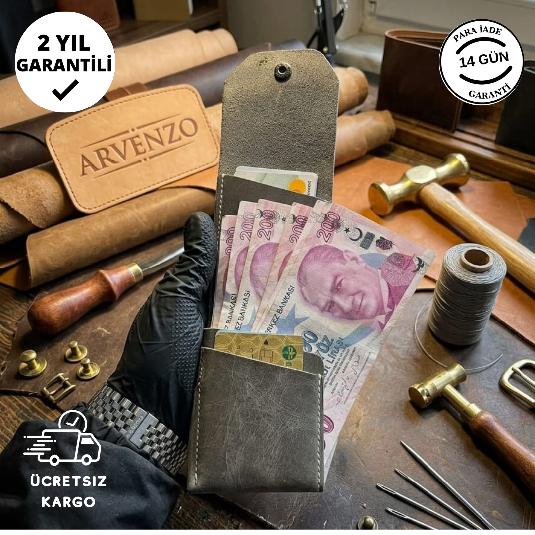 Arvenzo - El Yapımı Hakiki Deri Erkek Cüzdanı
